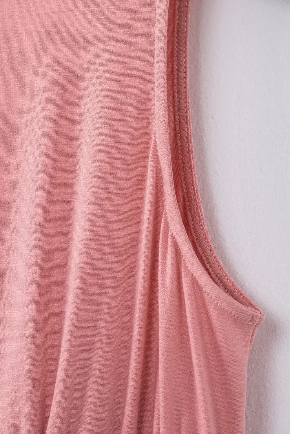 Pink Buttons Sleeveless High Waist Mini Dress