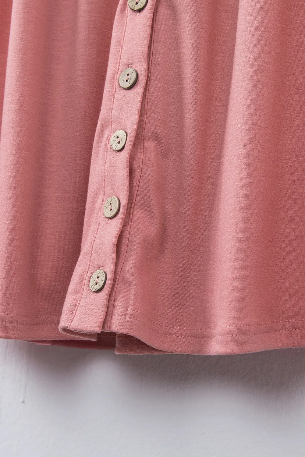 Pink Buttons Sleeveless High Waist Mini Dress