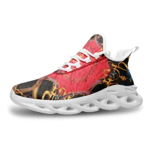 Pink Equestrian Scarf Print Bounce Mesh Knit Sneakers