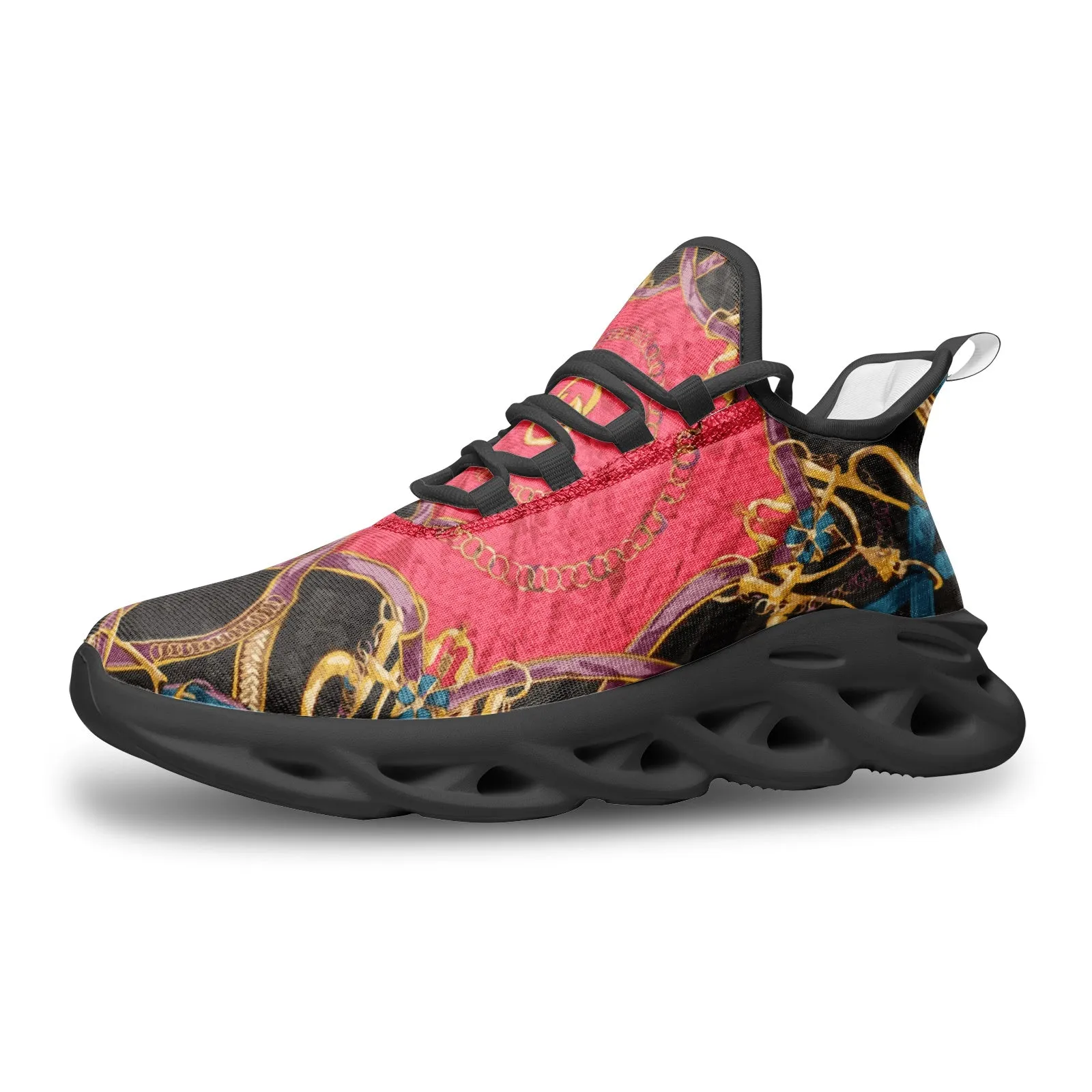 Pink Equestrian Scarf Print Bounce Mesh Knit Sneakers