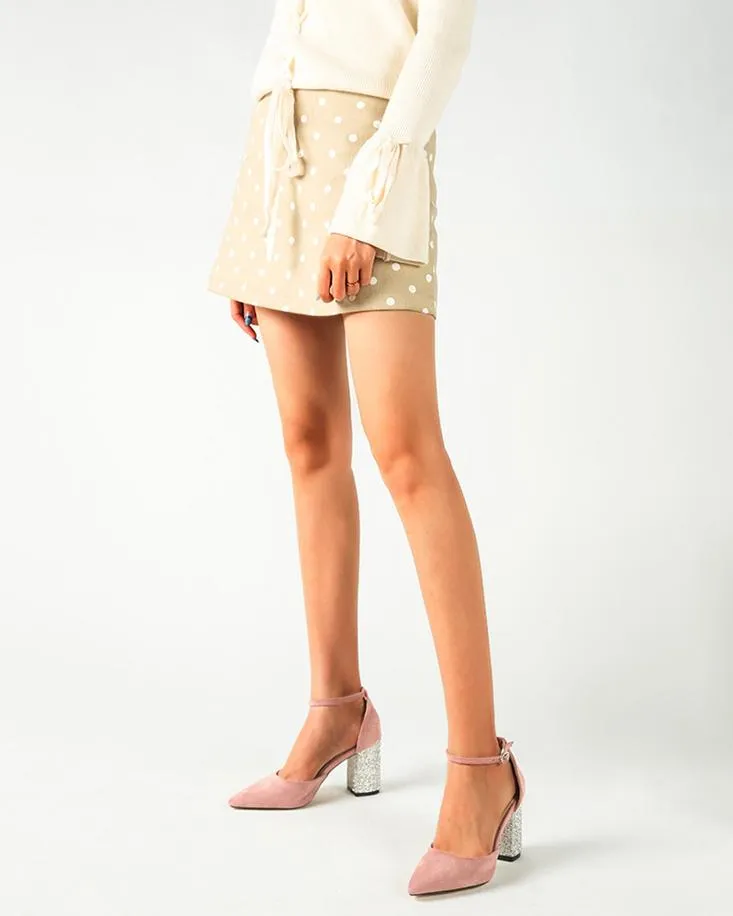 Pointed Toe Ankle Strap Buckle Heeled Sandals - Pink