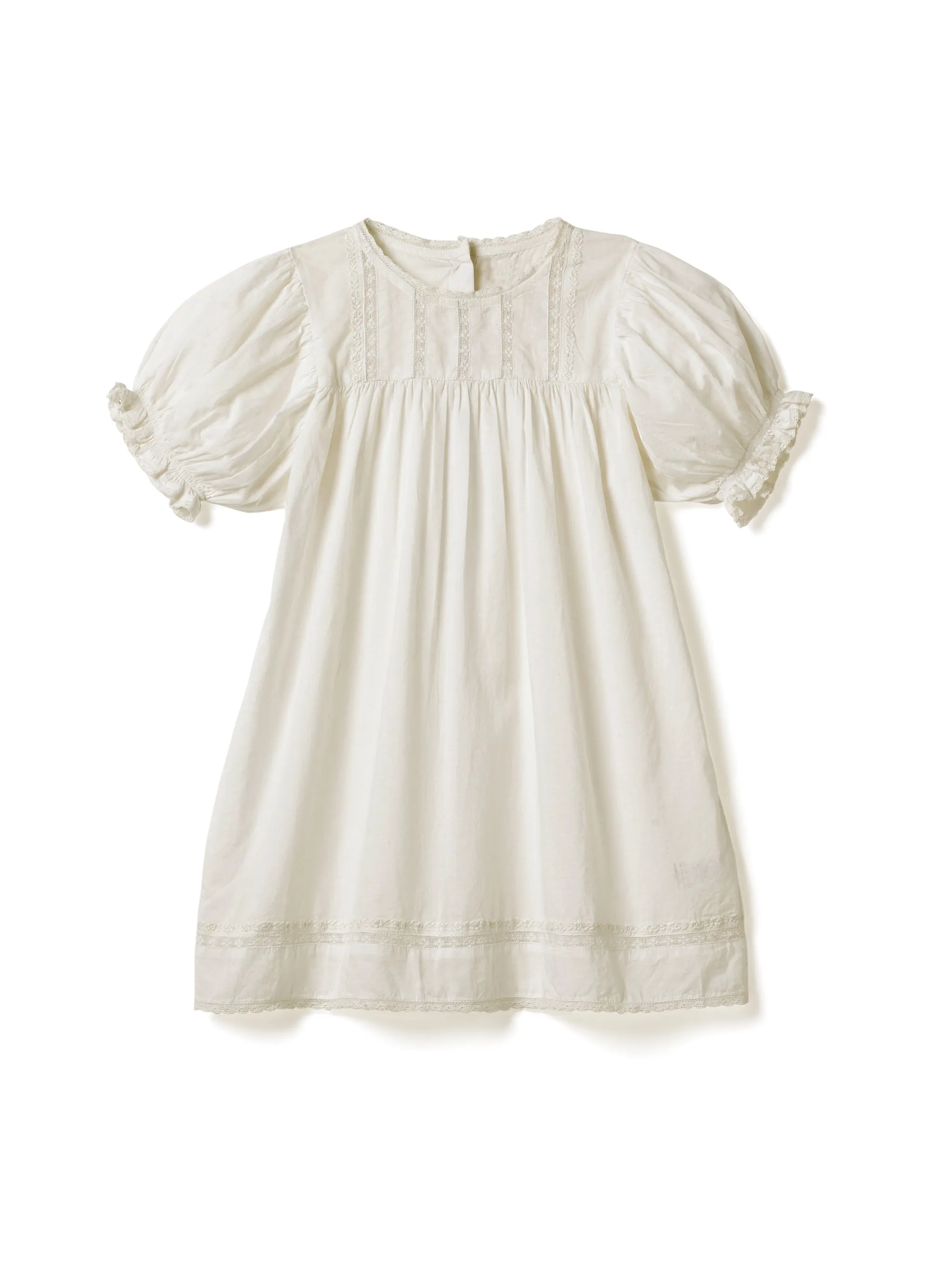 Puff Sleeve Lace Dress - Ecru