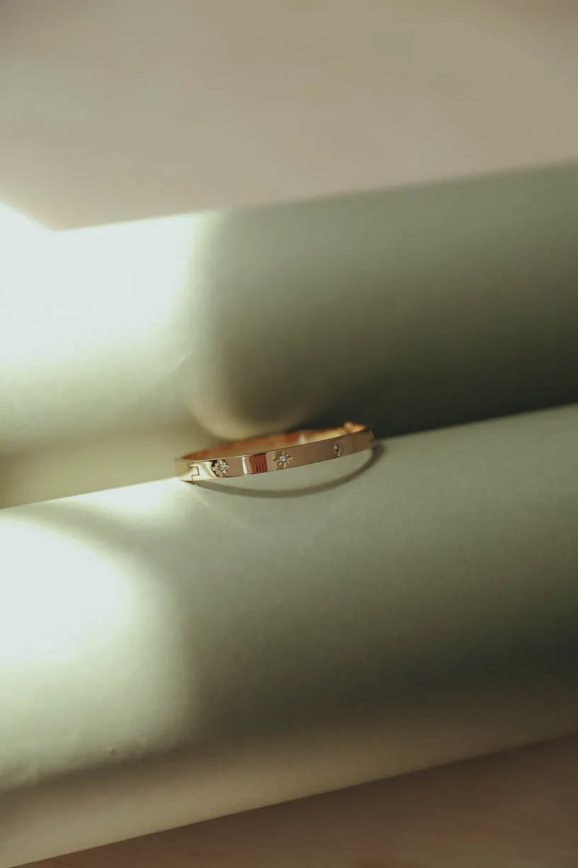 Rae by Alter Ego: Chunky Zircon Pearl Cuff Bangle 18k Gold Plated