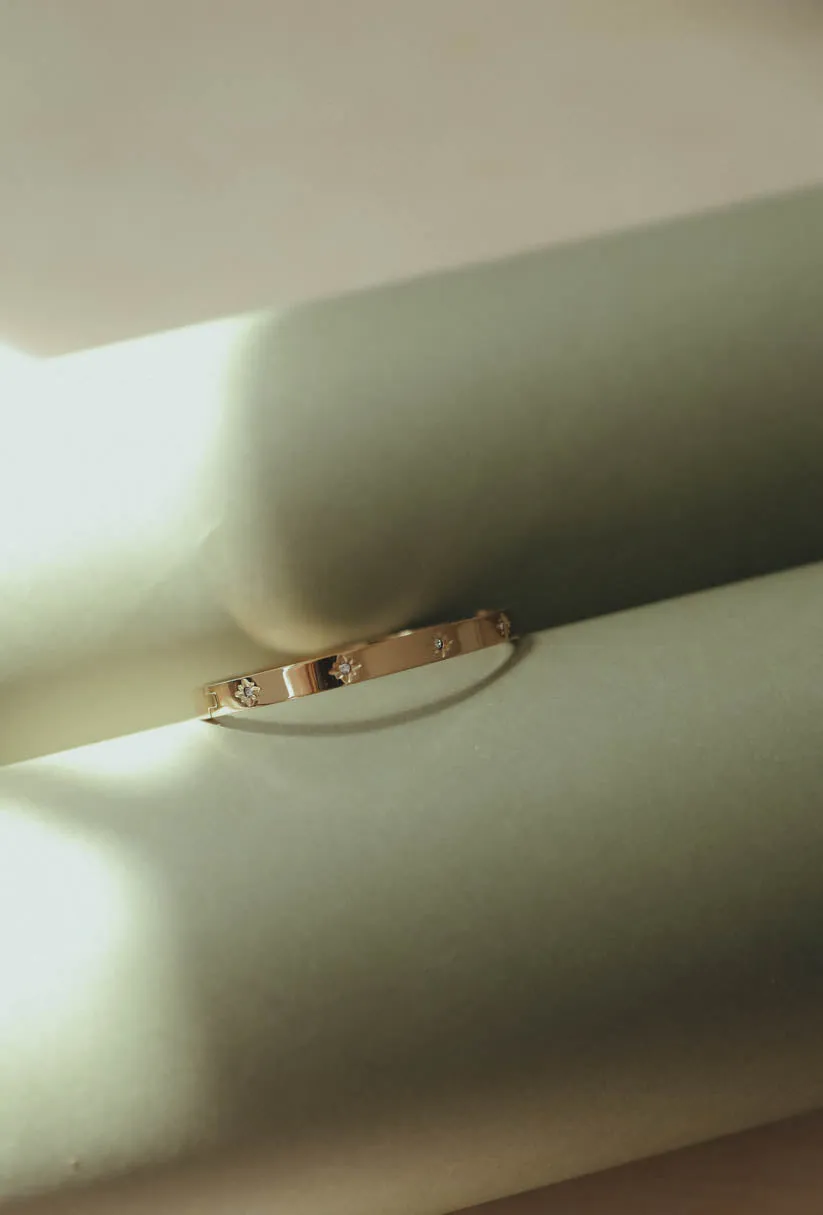 Rae by Alter Ego: Chunky Zircon Pearl Cuff Bangle 18k Gold Plated