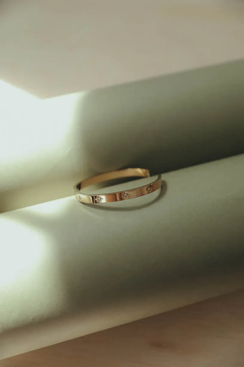 Rae by Alter Ego: Chunky Zircon Pearl Cuff Bangle 18k Gold Plated