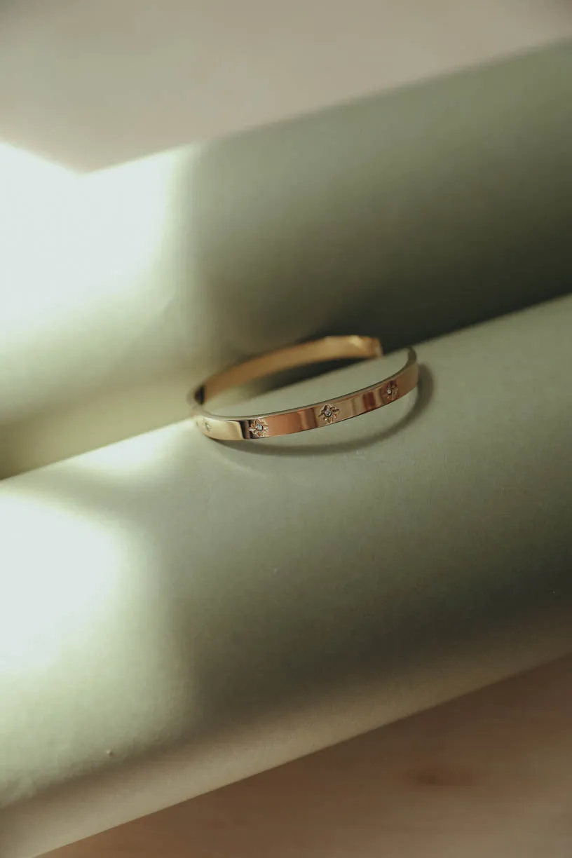 Rae by Alter Ego: Chunky Zircon Pearl Cuff Bangle 18k Gold Plated