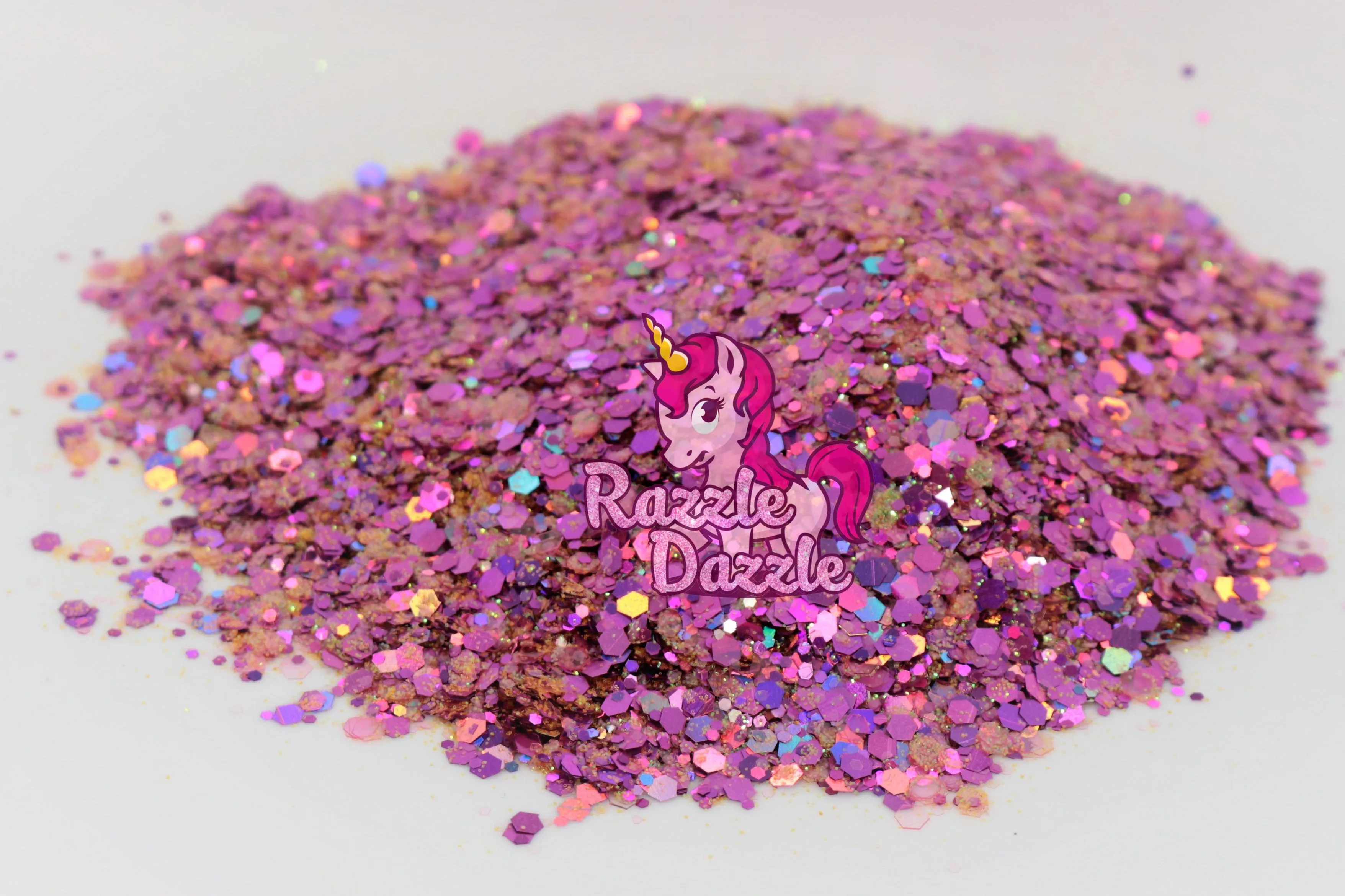 Razzle Dazzle Charmed Chunky Mix of Hexes & Gold Ultra Fine Sprinkles | Iridescent Glitter Flakes, Cosmetic Face Body Eye Hair Nail Art Resin Tumbler Glitter