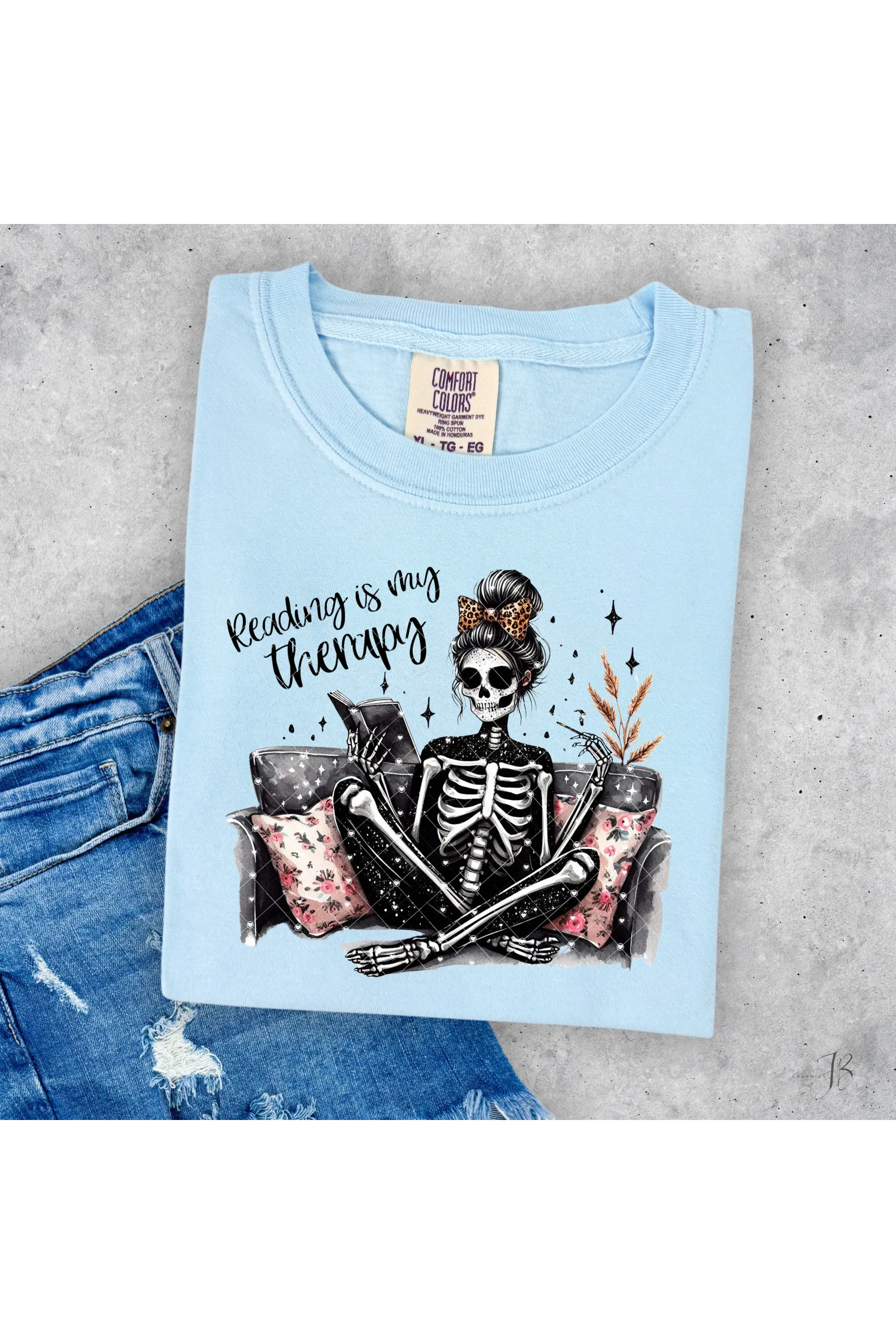 Reading is my Therapy Skelton Comfort Colors T-Shirt