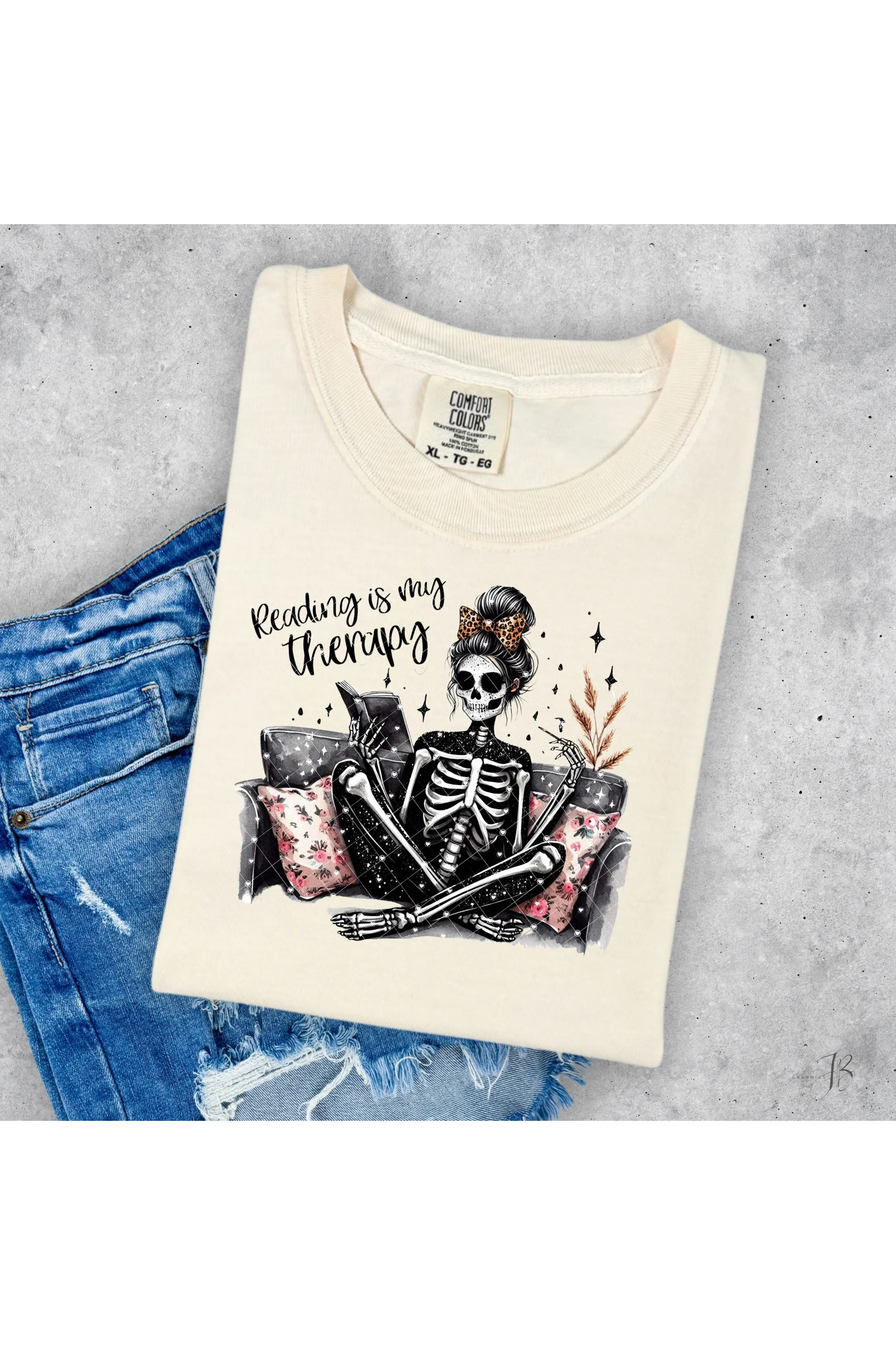 Reading is my Therapy Skelton Comfort Colors T-Shirt