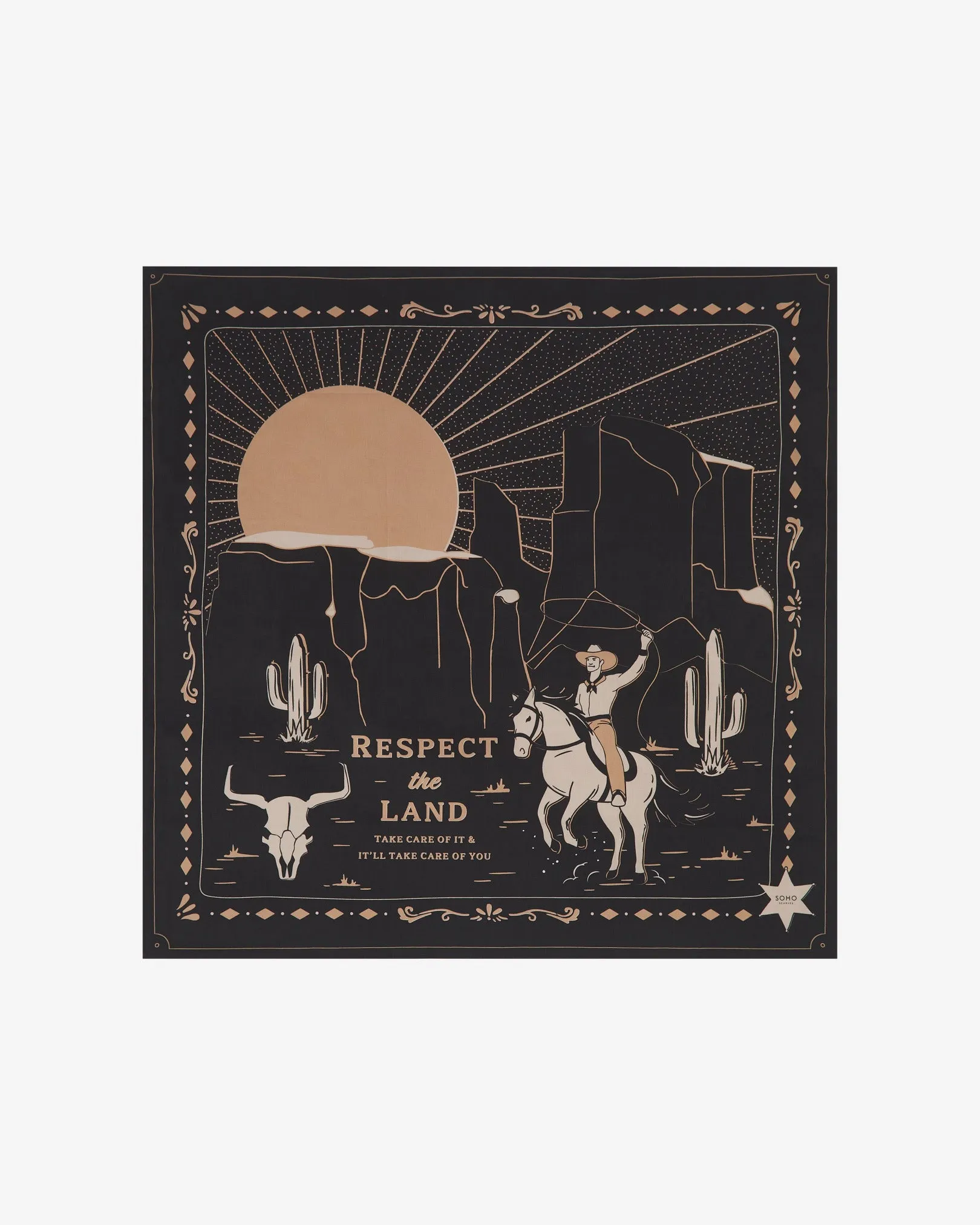 Respect Black Cotton Bandana