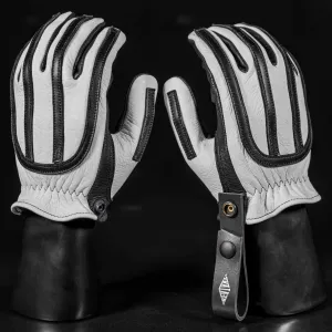 Revival Ranch Road MX Deerskin Gloves - White / Black