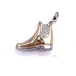 Riding Boot Pendant, Diamond Pave' Paddock in 14k Gold