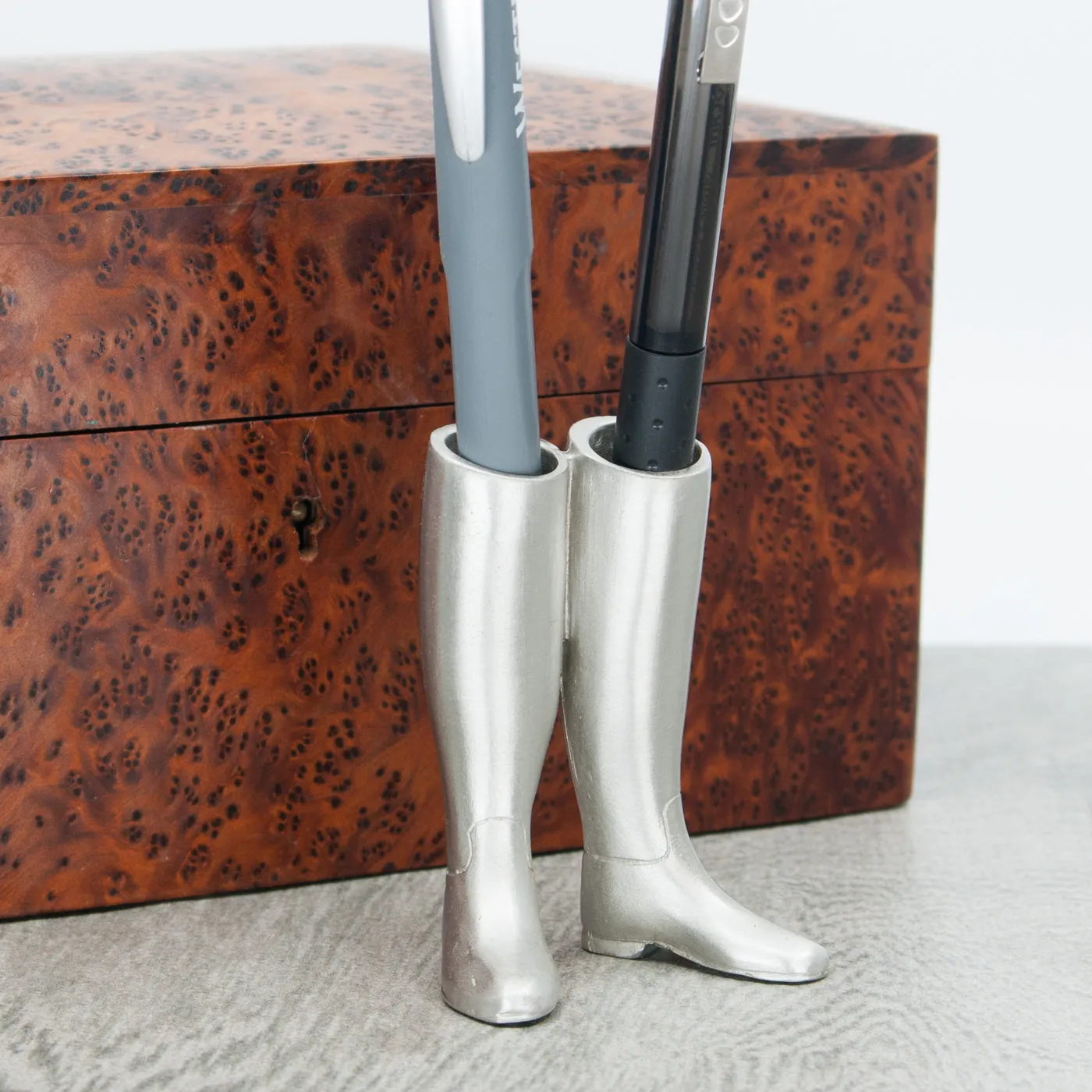 Riding Boots Pewter Pen Holder