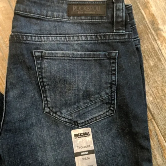 ROCK &amp; ROLL Cowgirl low-rise stretch trousers jeans flares sz 32x34L NWT W8-8486
