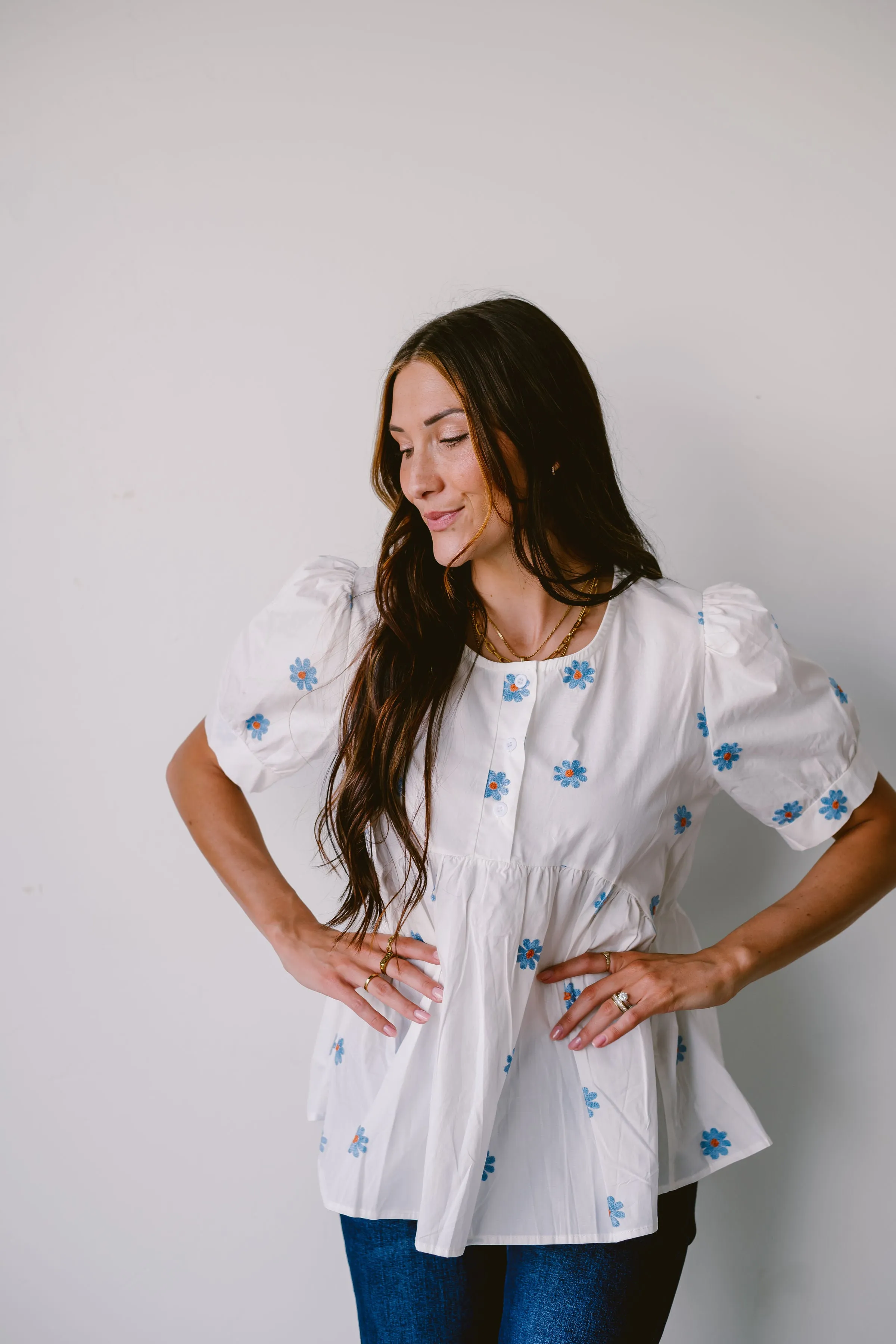 Ronnie Embroidered Babydoll Top