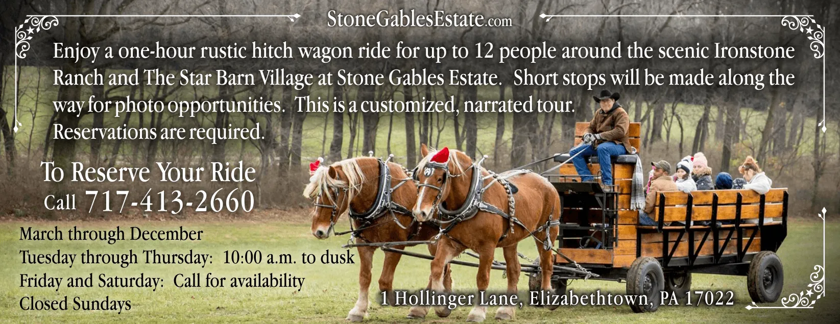 Rustic Hitch Wagon Ride at Stone Gables Estate - Gift Certificate