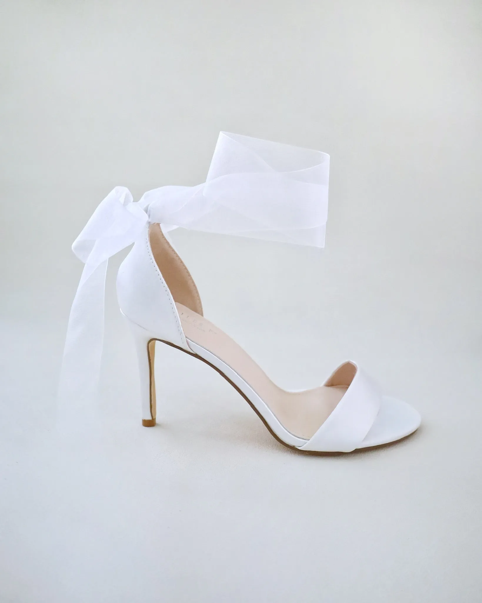 Satin High Heel Wedding Sandals with Wrapped Ankle Tie