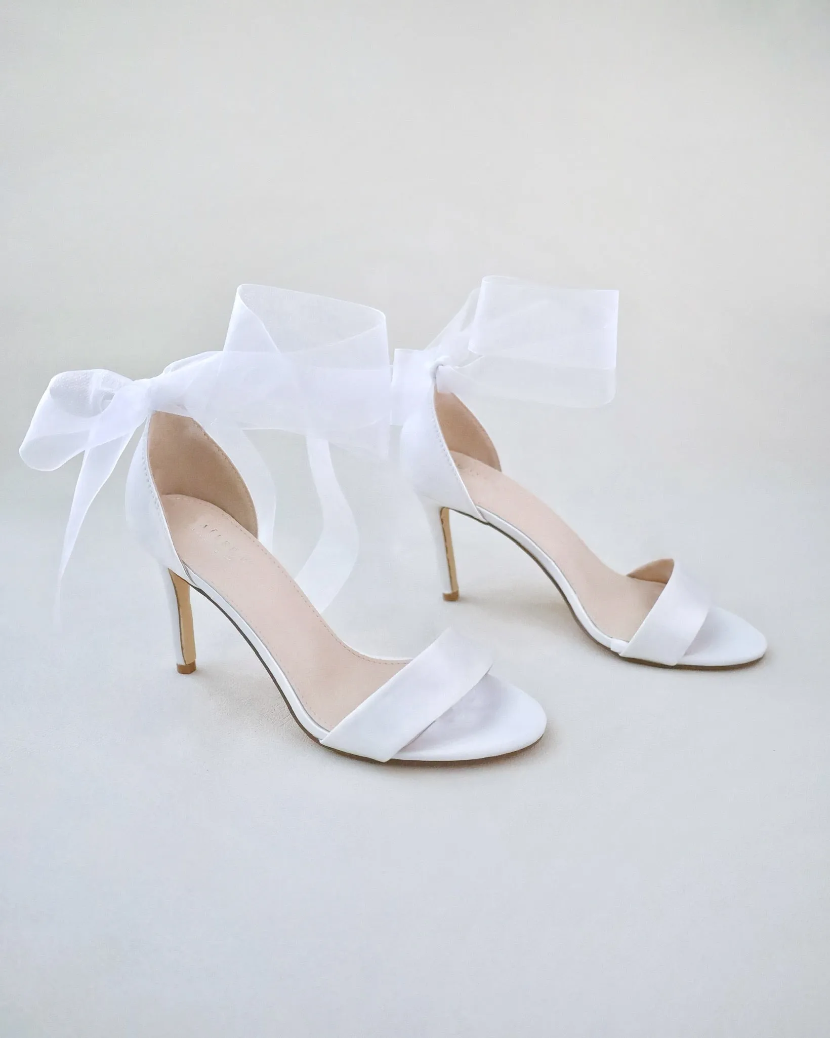 Satin High Heel Wedding Sandals with Wrapped Ankle Tie