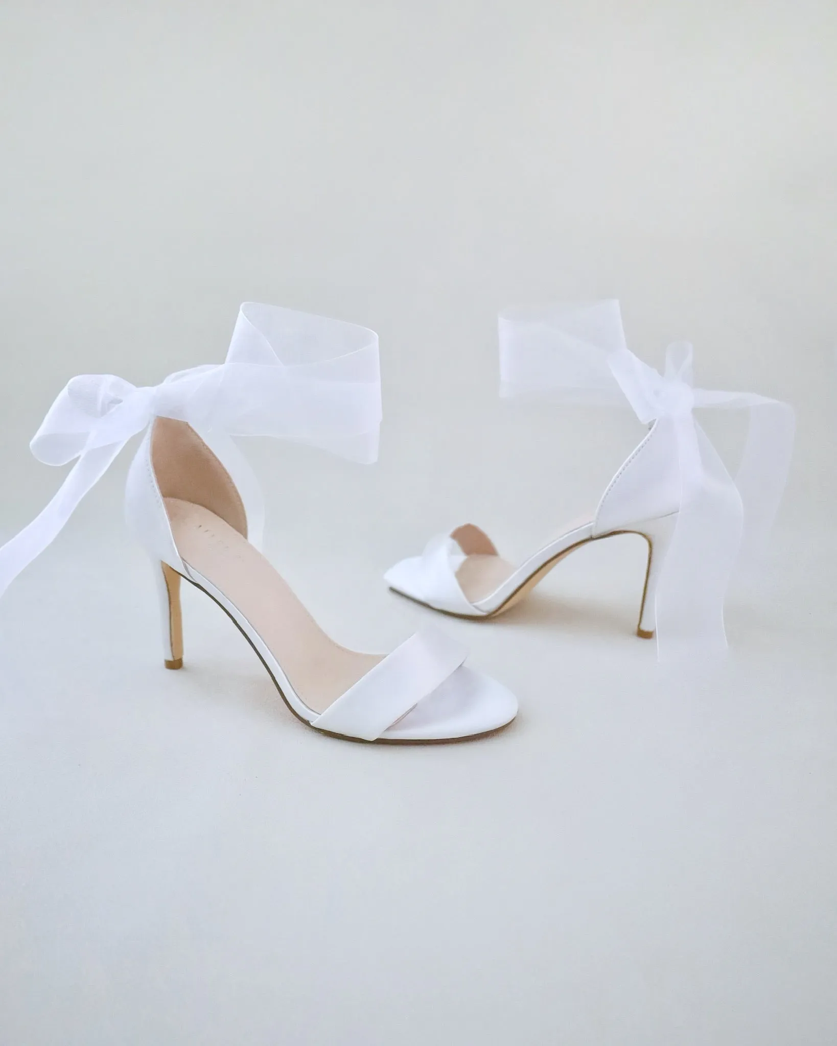 Satin High Heel Wedding Sandals with Wrapped Ankle Tie