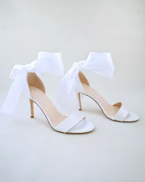 Satin High Heel Wedding Sandals with Wrapped Ankle Tie