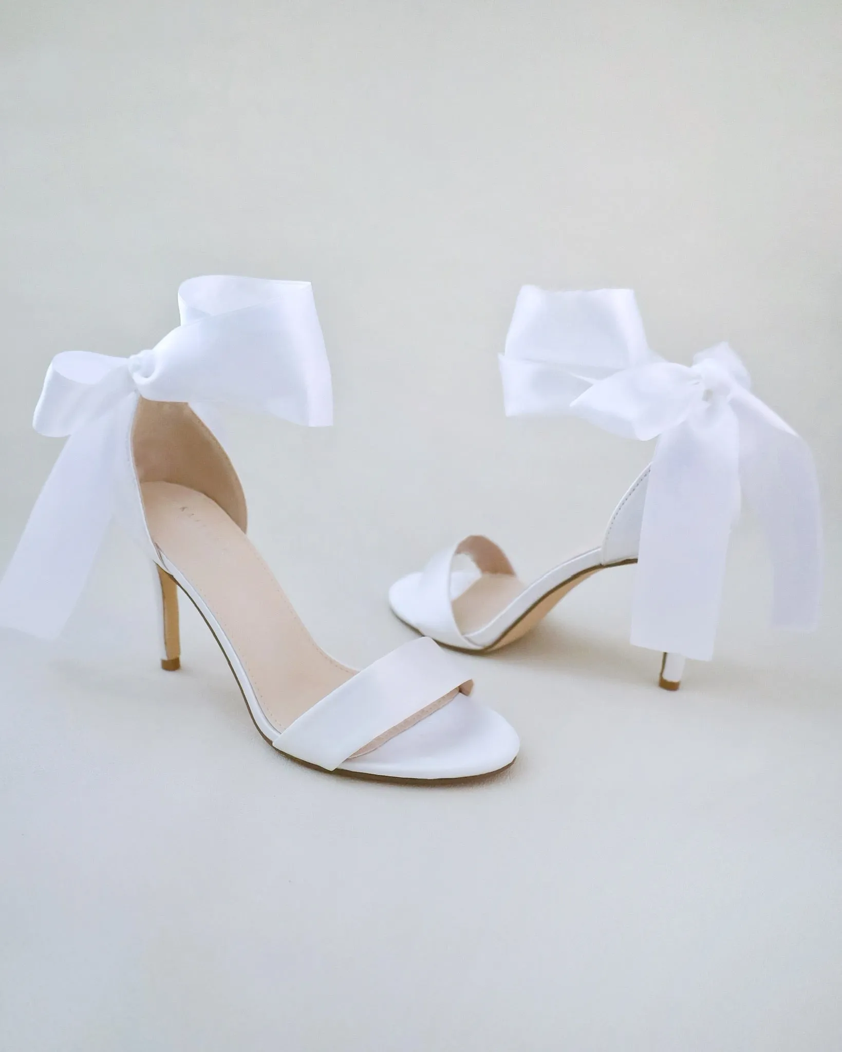 Satin High Heel Wedding Sandals with Wrapped Ankle Tie