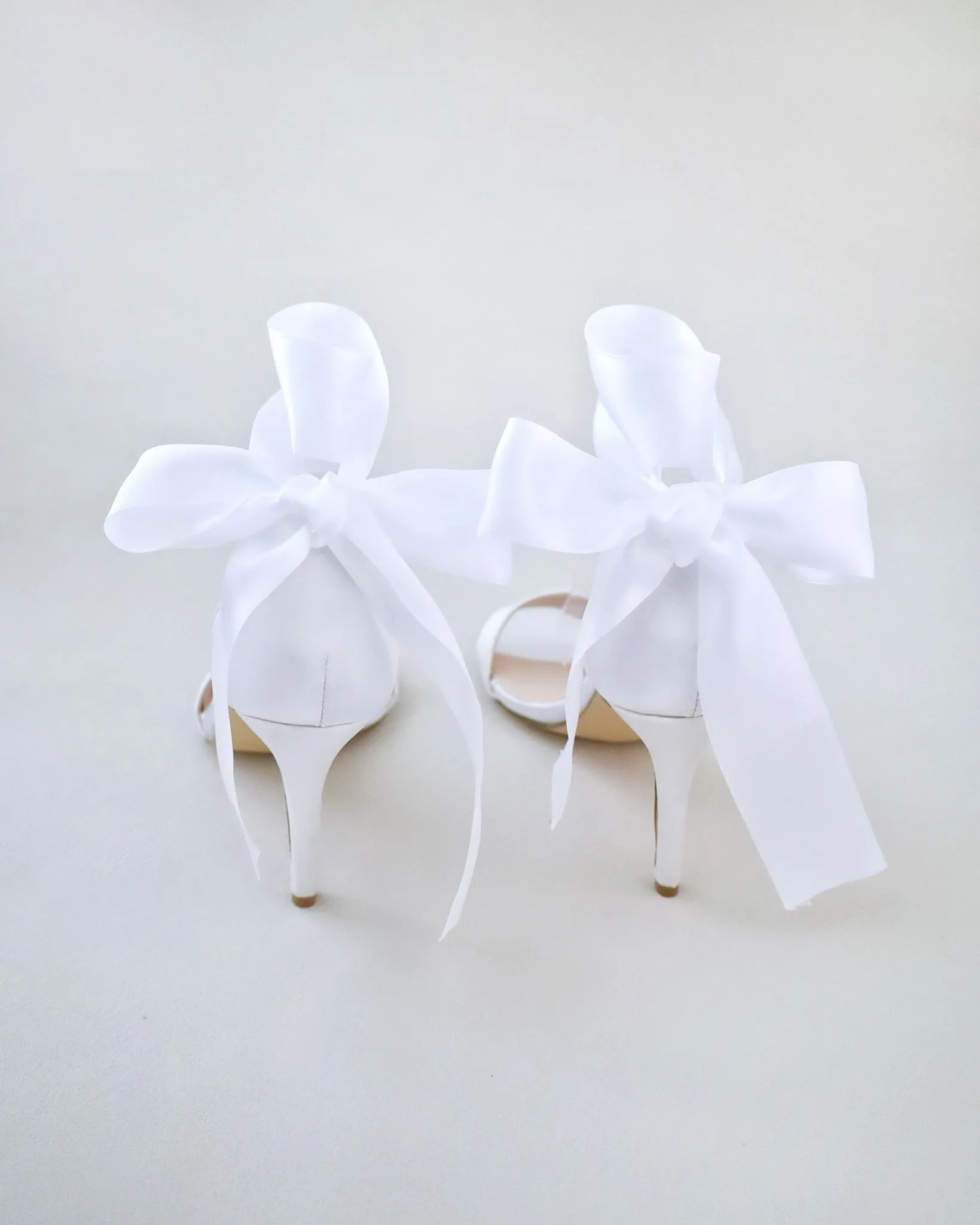 Satin High Heel Wedding Sandals with Wrapped Ankle Tie