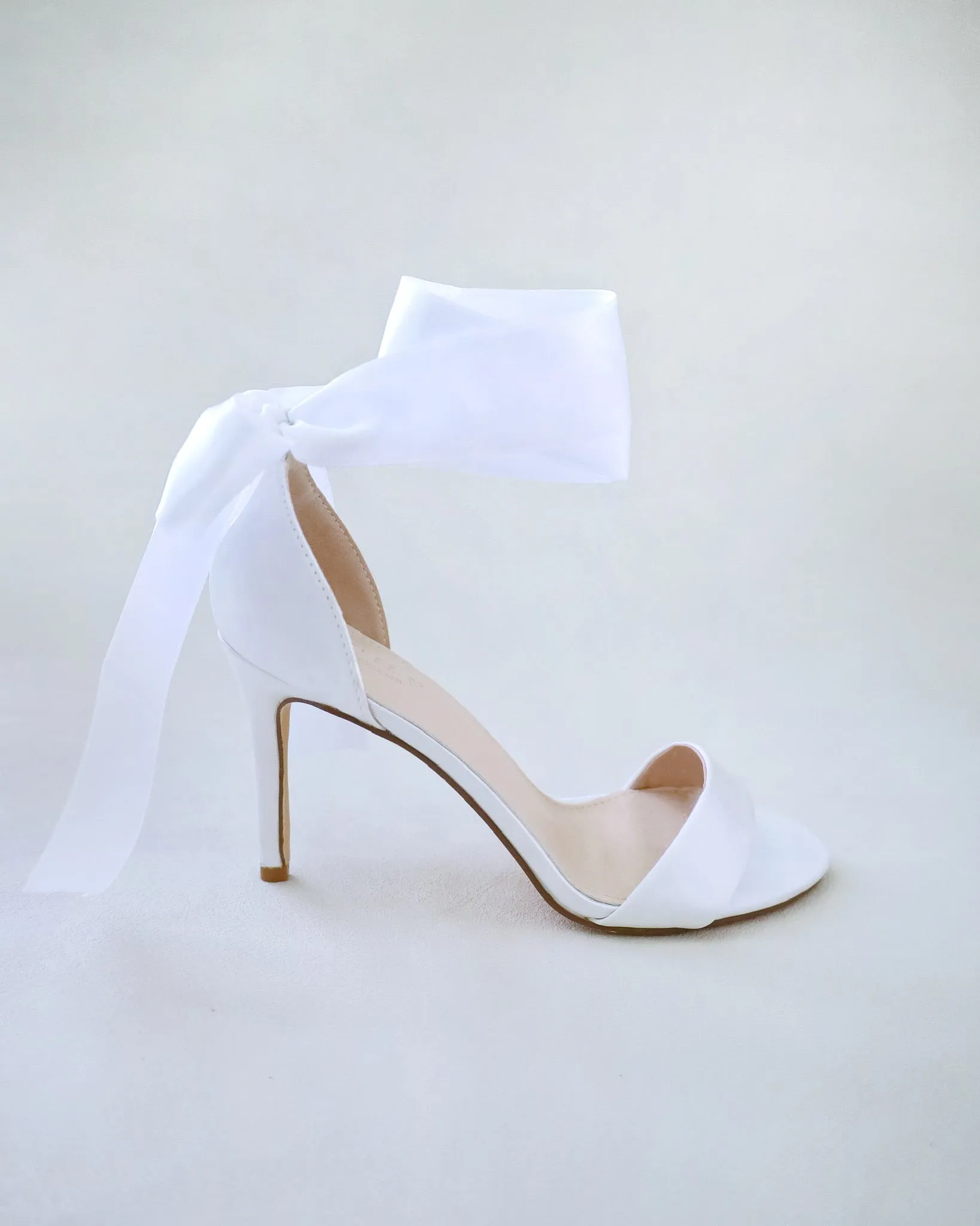 Satin High Heel Wedding Sandals with Wrapped Ankle Tie