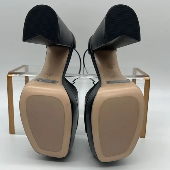 Schutz NWB Lenne Nappa Leather Platform Sandals Black