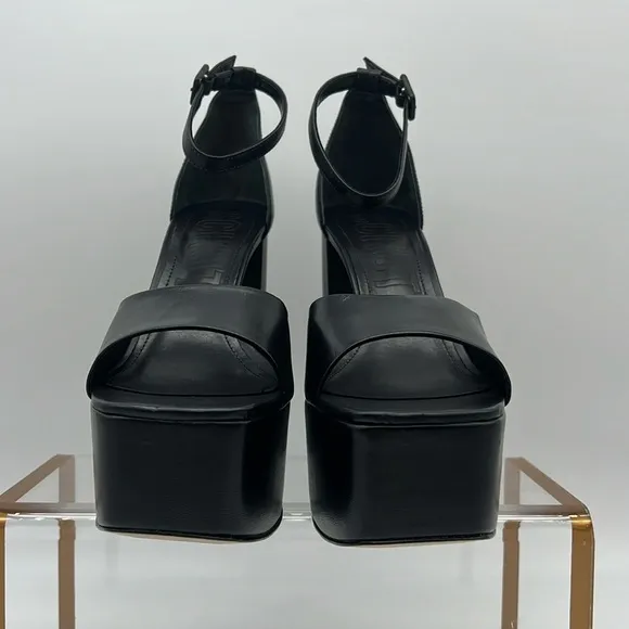 Schutz NWB Lenne Nappa Leather Platform Sandals Black