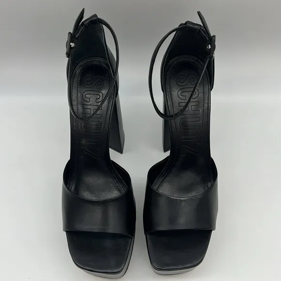 Schutz NWB Lenne Nappa Leather Platform Sandals Black