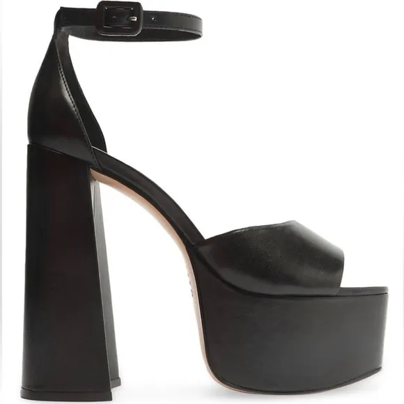 Schutz NWB Lenne Nappa Leather Platform Sandals Black