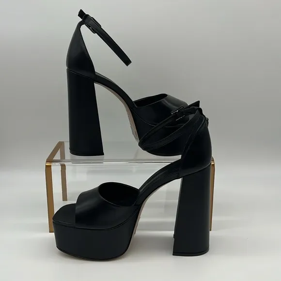Schutz NWB Lenne Nappa Leather Platform Sandals Black