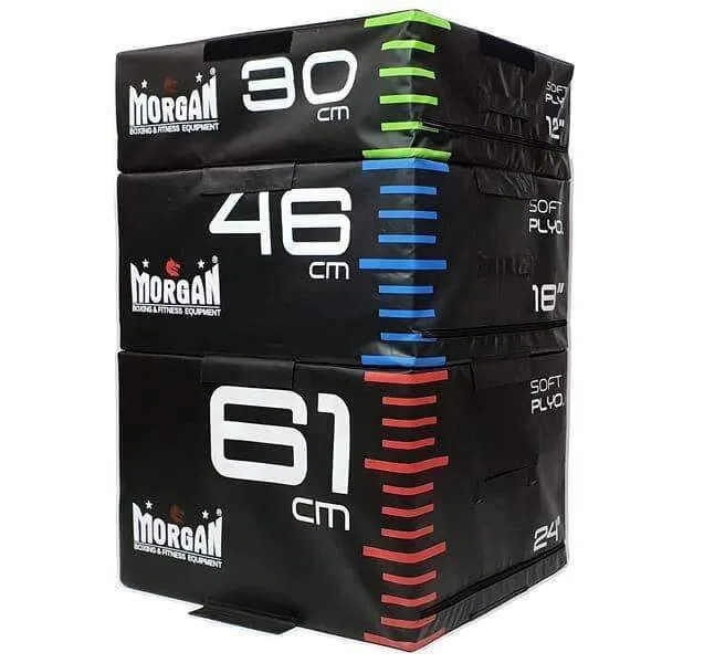 SET OF 3 MORGAN HD MODULAR FITNESS HIGH DENSITY FOAM PLYO BOX 12"   18"   24"