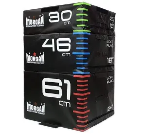 SET OF 3 MORGAN HD MODULAR FITNESS HIGH DENSITY FOAM PLYO BOX 12"   18"   24"