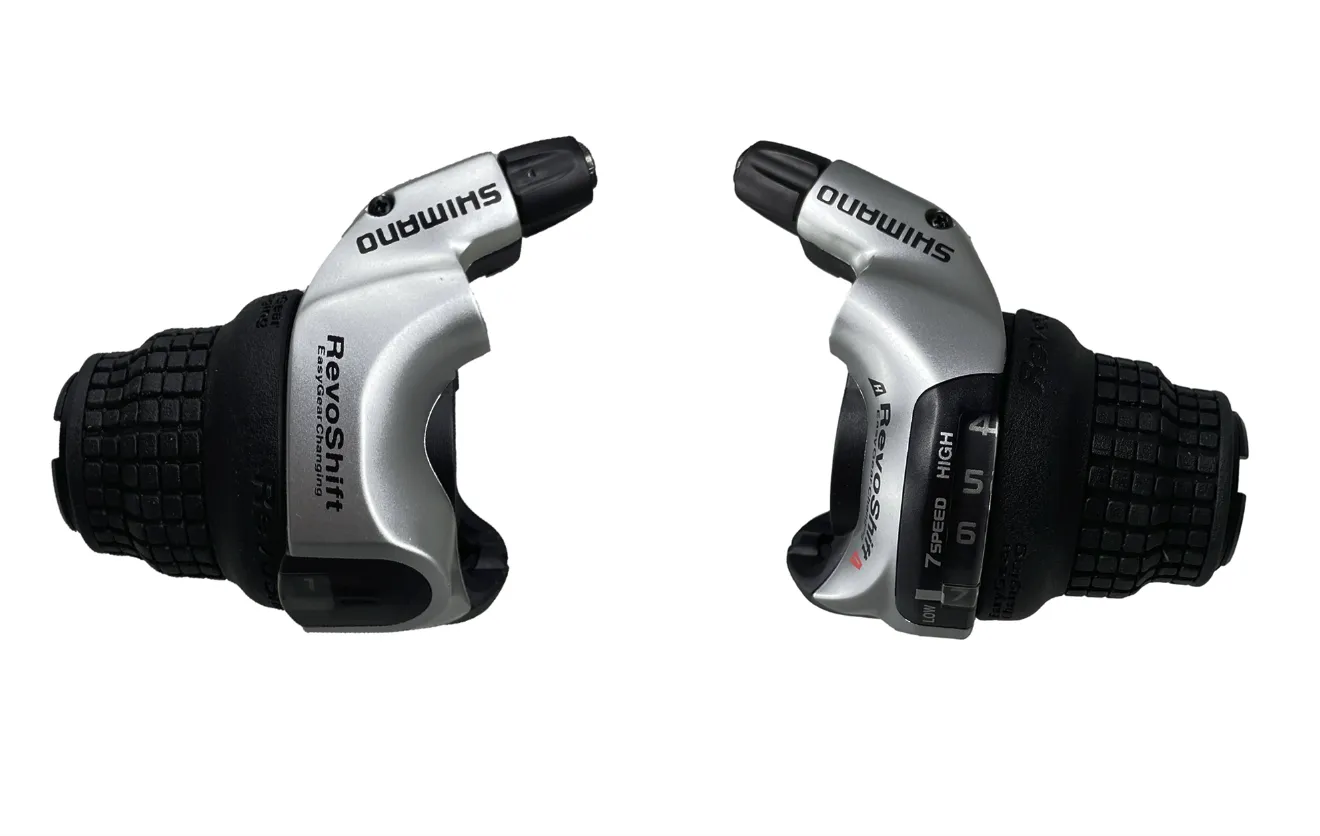 Shimano RS41 Grip Shift Gear Shifter Set - 7 x 3 - Including Gear Wire - Silver