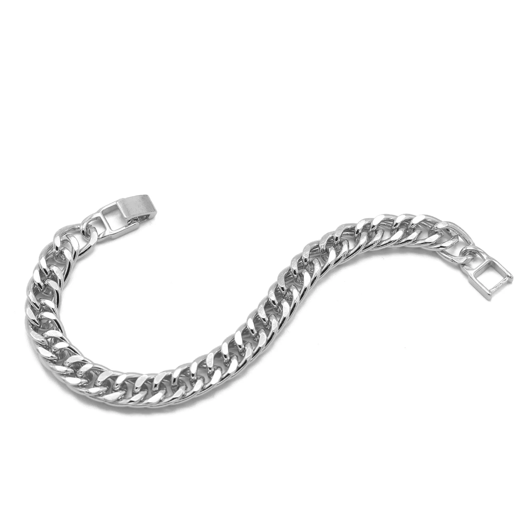SILVER FLAT CURB CHAIN BRACELET HNB90464SL (XE16)
