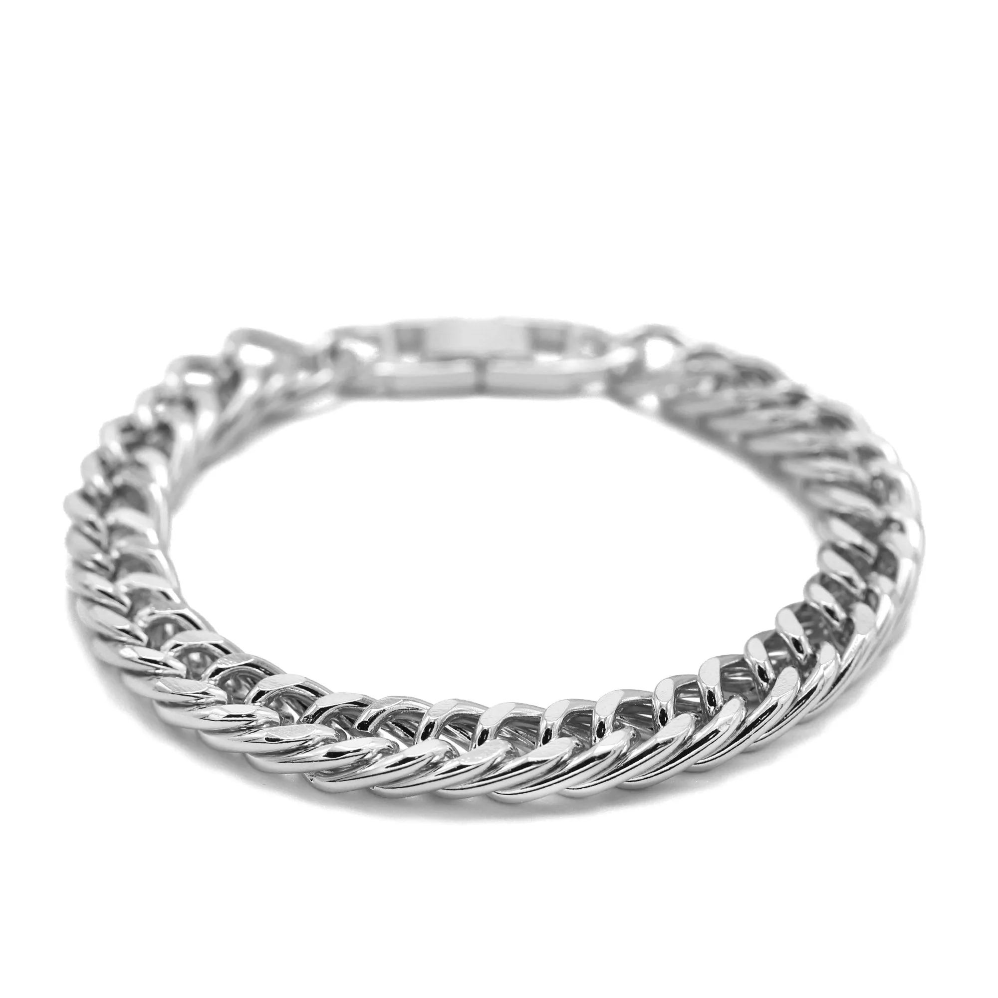 SILVER FLAT CURB CHAIN BRACELET HNB90464SL (XE16)