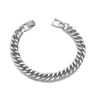 SILVER FLAT CURB CHAIN BRACELET HNB90464SL (XE16)