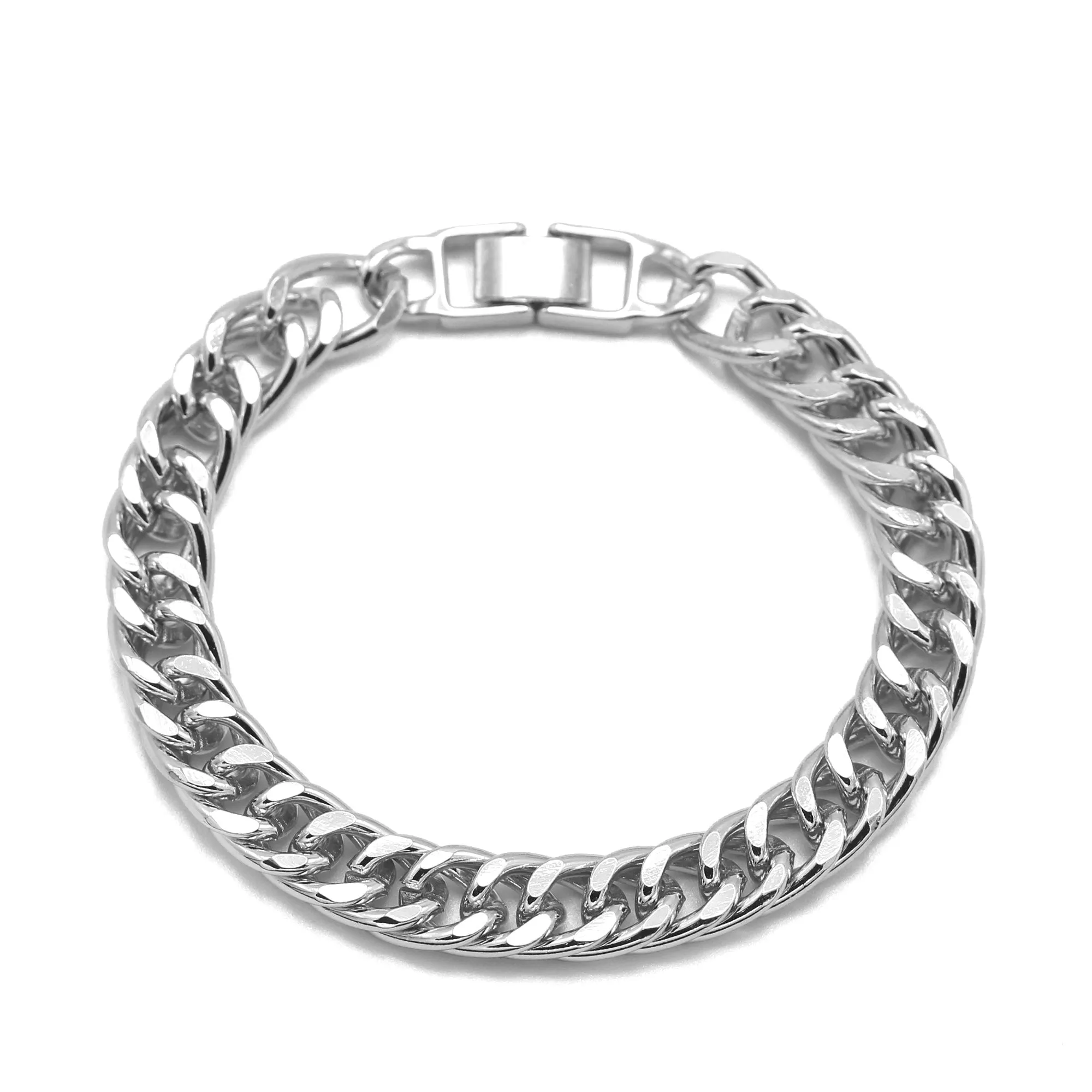SILVER FLAT CURB CHAIN BRACELET HNB90464SL (XE16)