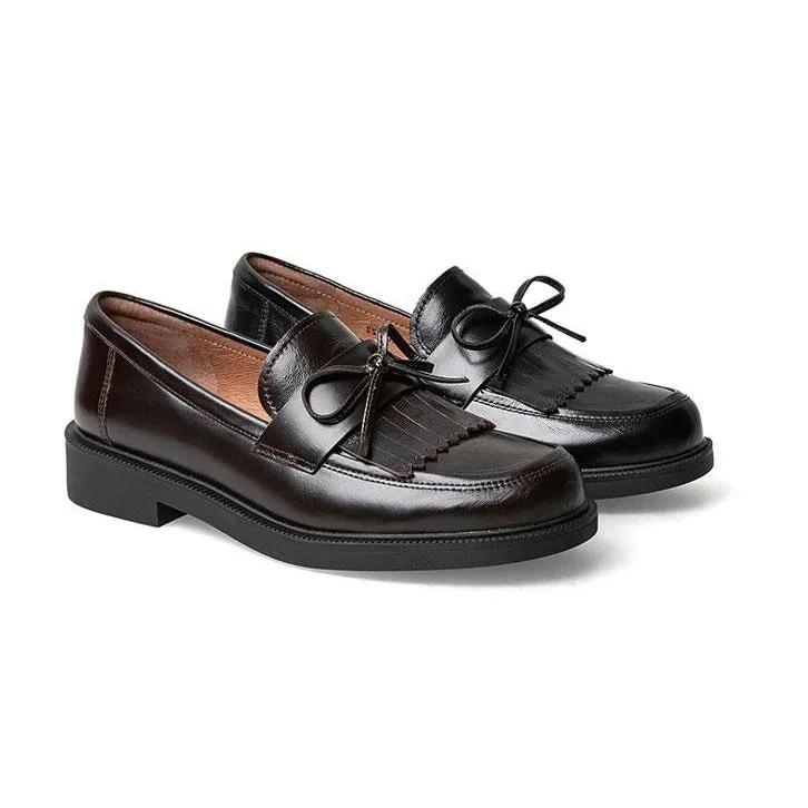 Sohiwoo Women Teenmix Casual Round Toe Square Heel Loafers