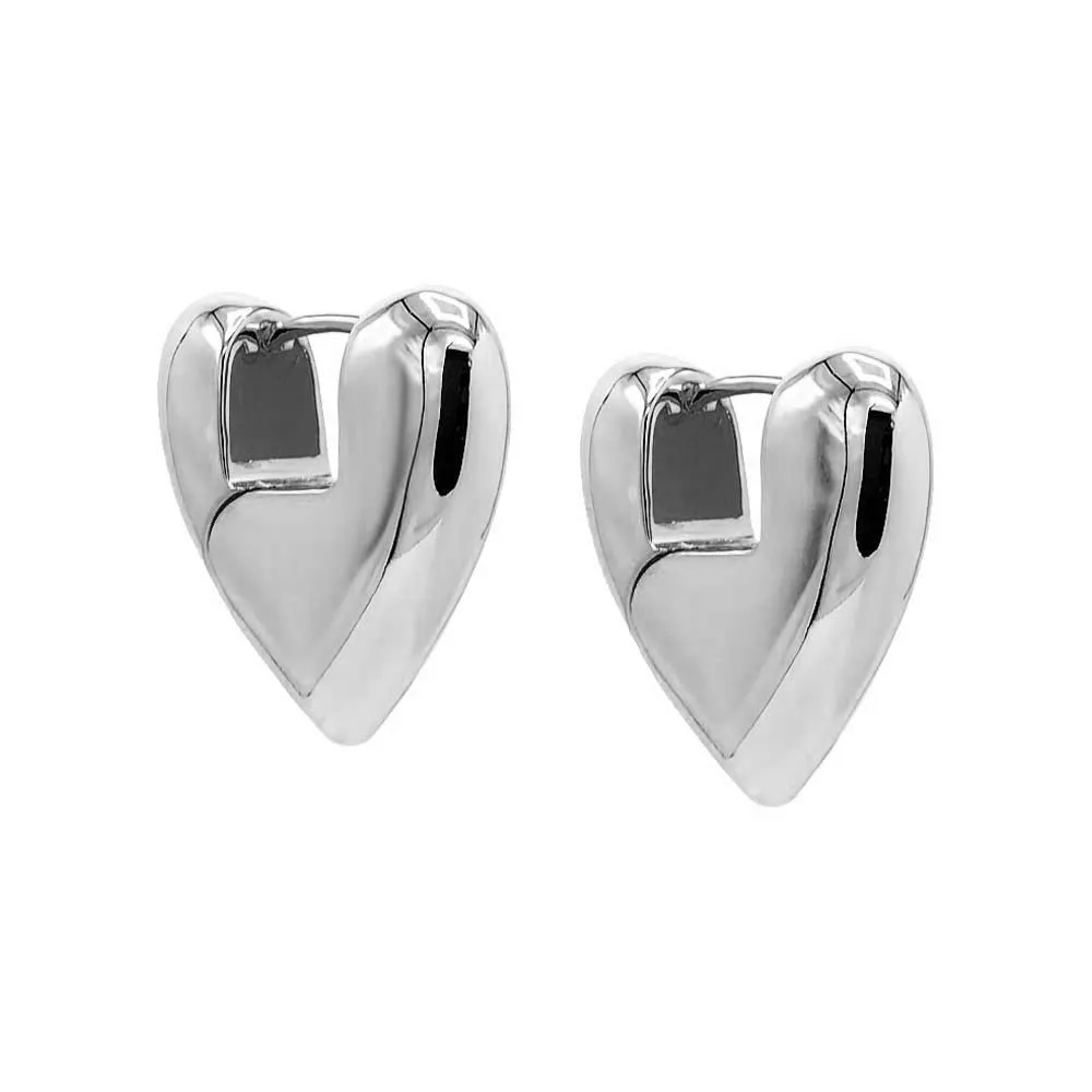 Solid Super Chunky Heart Hoop Earring