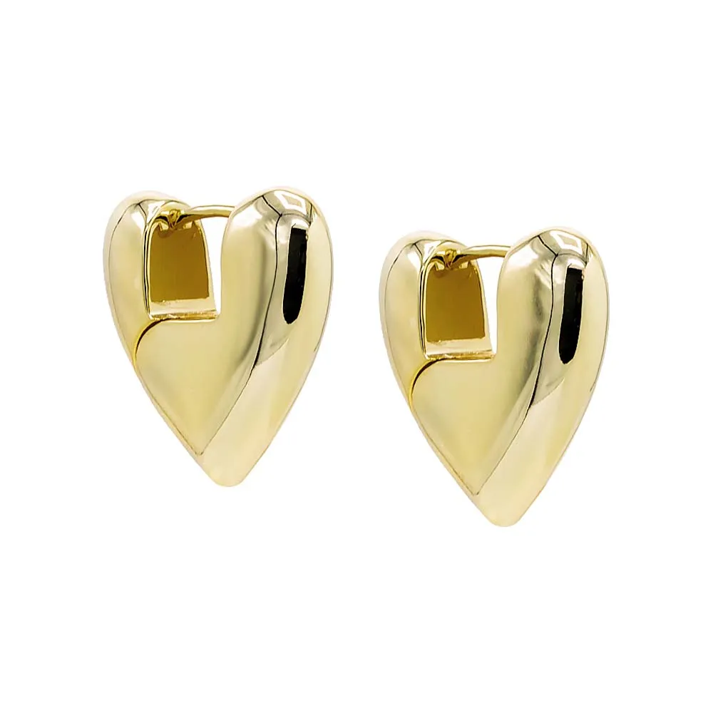 Solid Super Chunky Heart Hoop Earring