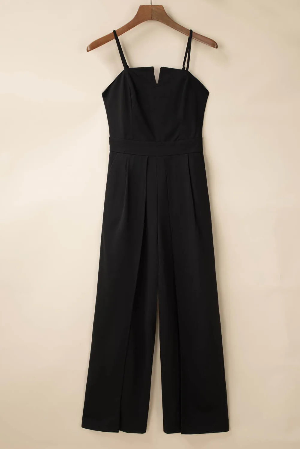 Spaghetti Straps Slit Leg Jumpsuit with Pockets