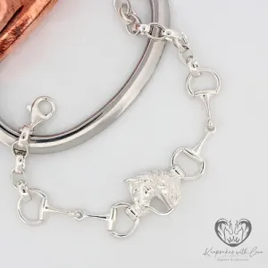 Sterling Silver Small Horse Head with Eggbutts Bracelet