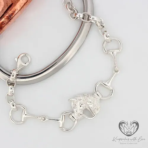 Sterling Silver Small Horse Head with Eggbutts Bracelet