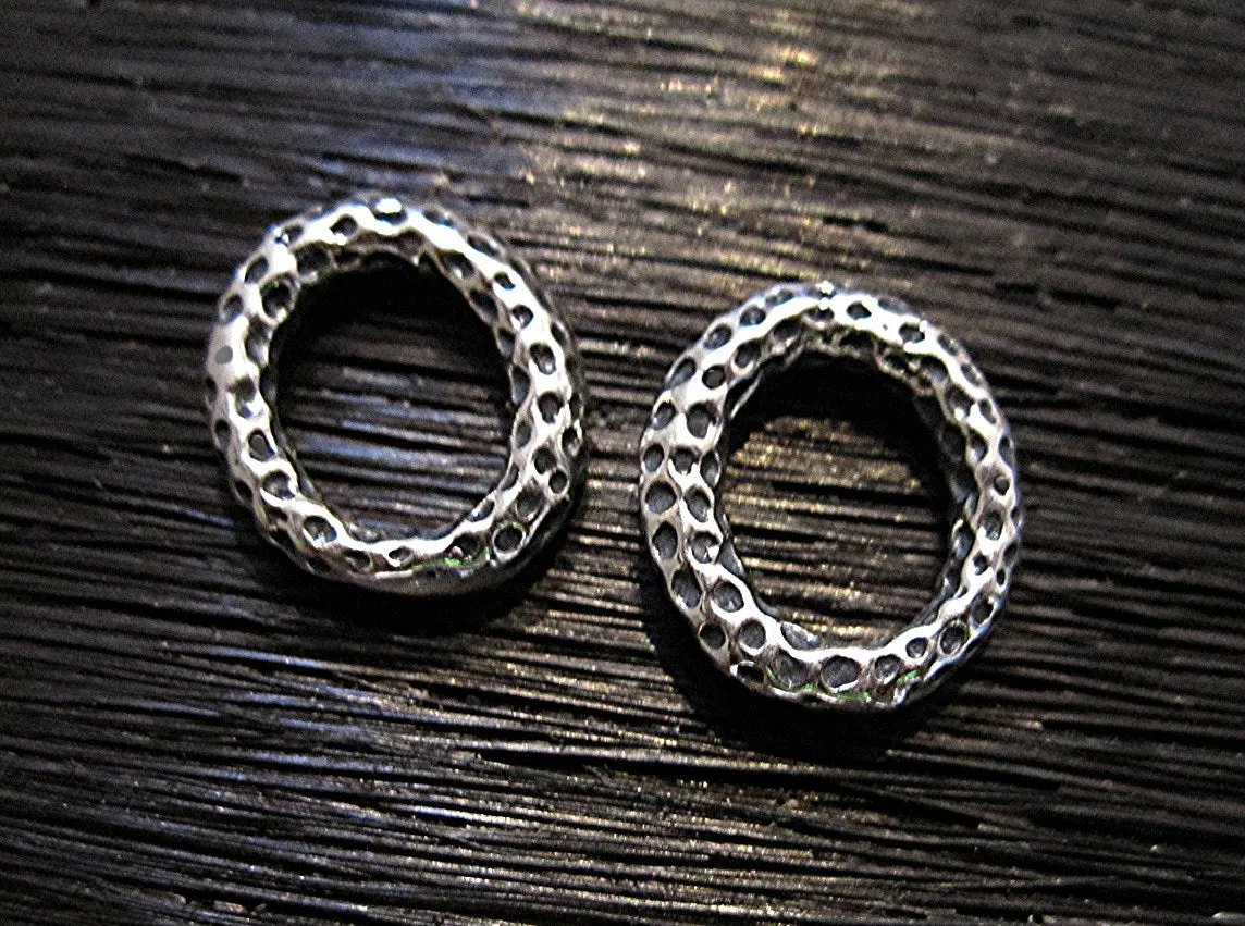 Sterling Silver Speckled Chunky Jewelry Link and Connector (set of 2)