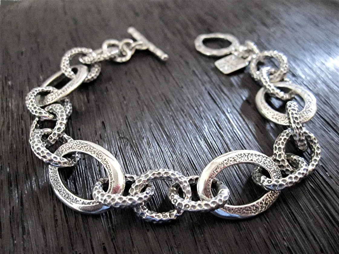 Sterling Silver Speckled Chunky Jewelry Link and Connector (set of 2)