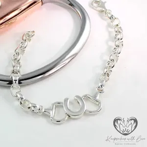 Sterling Silver Split Small Eggbutt with Solid Horseshoe Bracelet