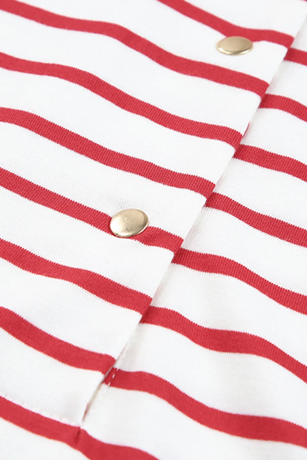 Striped Print Ruffled Buttoned Long Sleeve Top