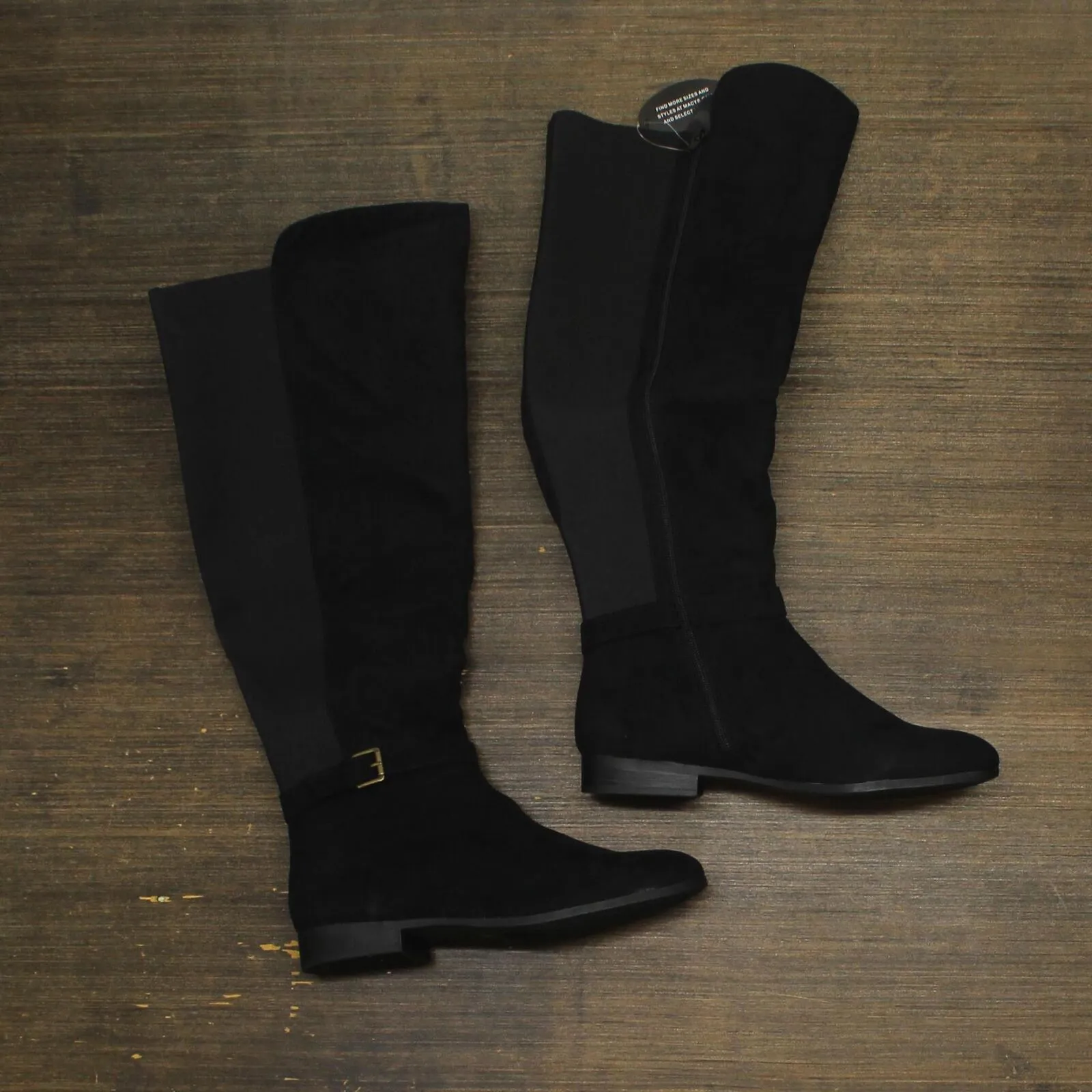 Style & Co Womens Kimmball Wide-Calf Over-The-Knee Boots Black 11M-WC